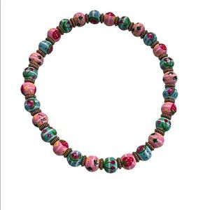 Hand painted preppy and pastel wood bead necklace!